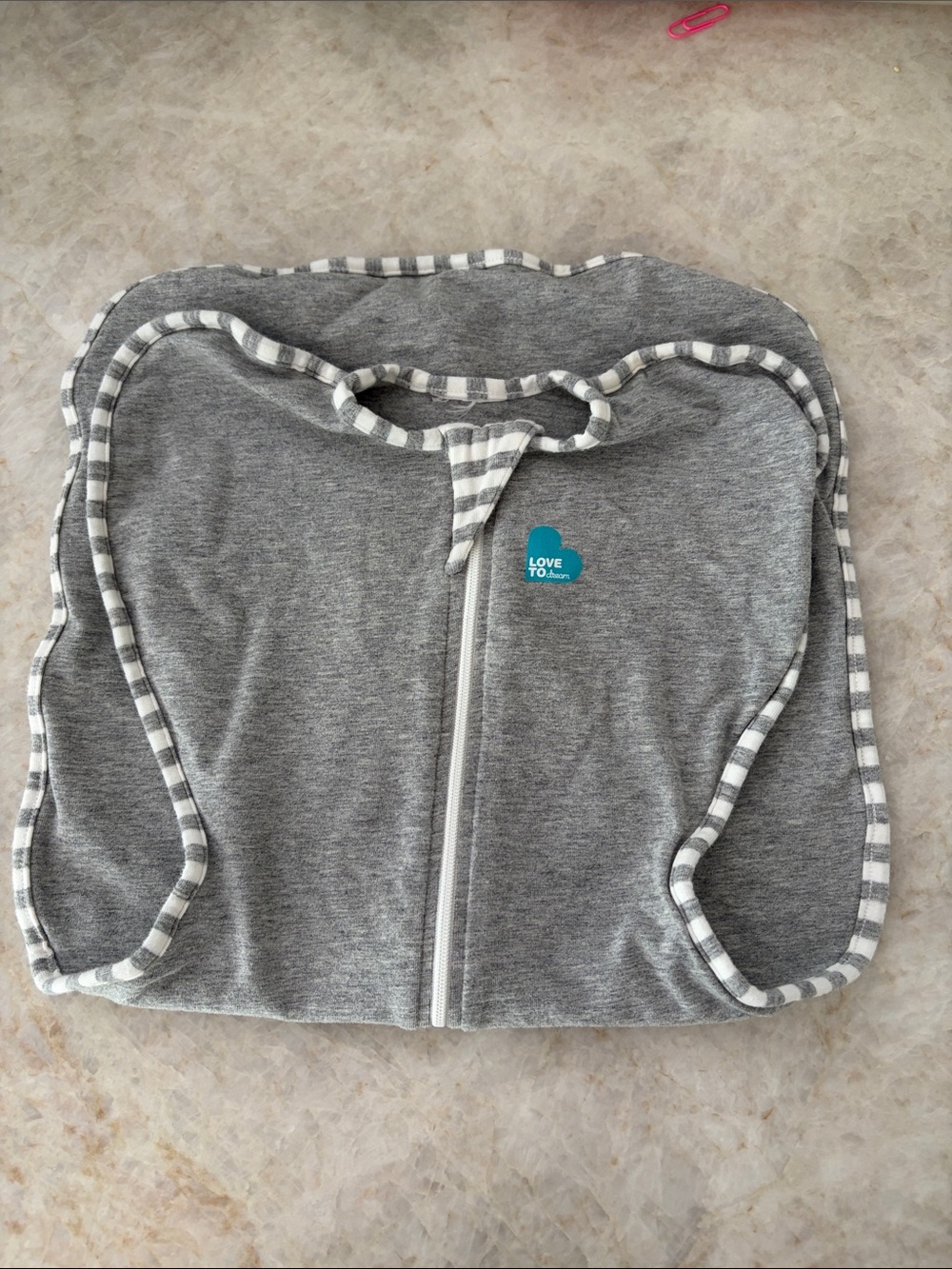 Love to dream Grey Swaddle with Striped Trim